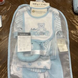 Cute Blue and White Baby Gift Set